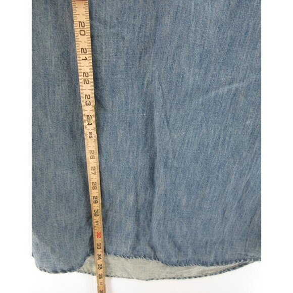 J Crew Dress 4 Linen Blend Popover Shirt Tunic Denim Collared Pocket - Picture 4 of 10